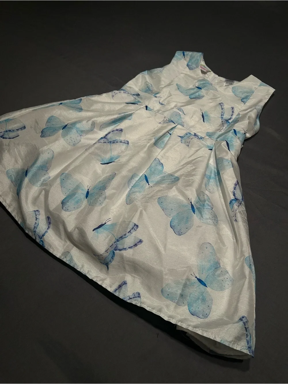 Samara White & Blue Butterfly Print Party Dress